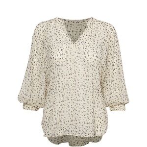 Cabi Women's Cream, black & pink Floral Blouse/Tunic